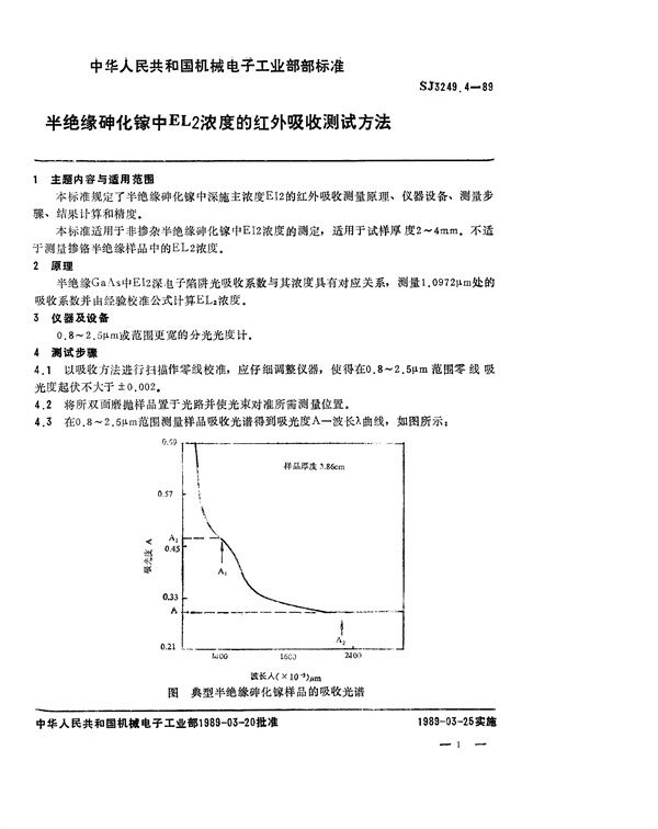 半绝缘砷化镓中EL2浓度的红外吸收测试方法 (SJ 3249.4-1989)