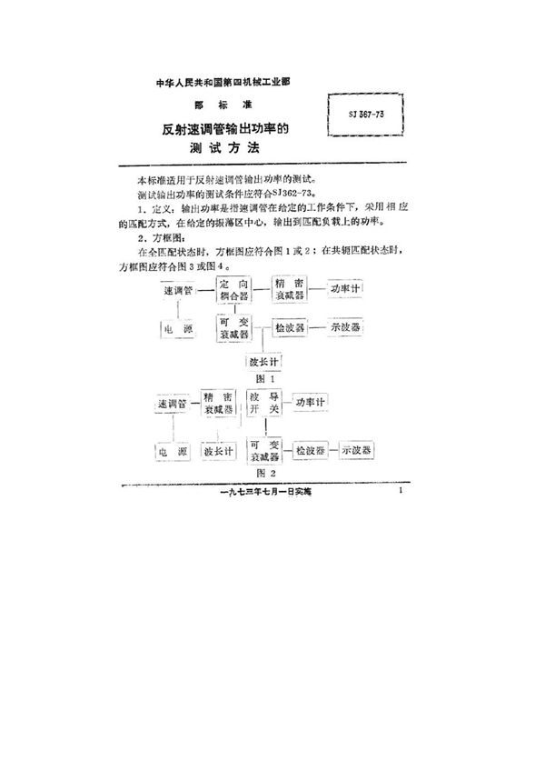 反射速调管输出功率的测试方法 (SJ 367-1973)