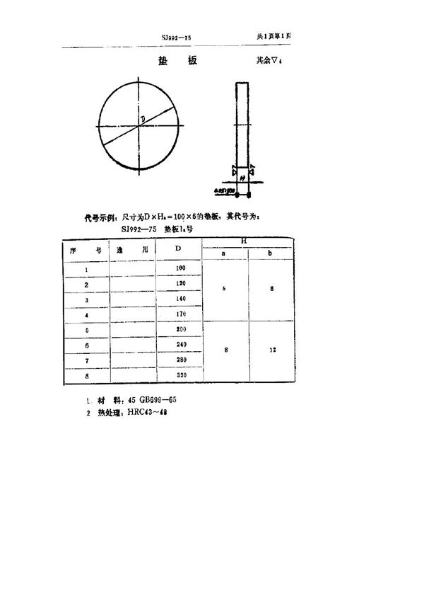 垫板 (SJ 992-1975)