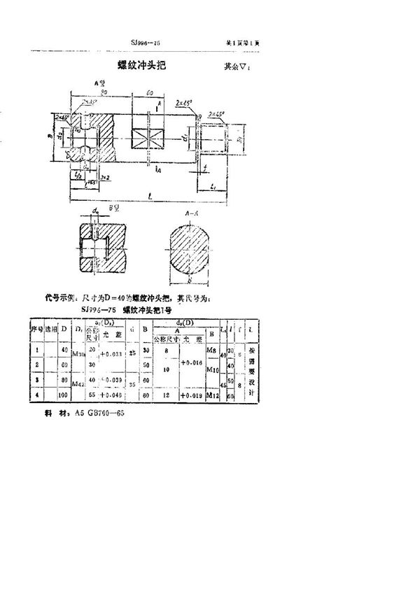 螺纹冲头把 (SJ 996-1975)