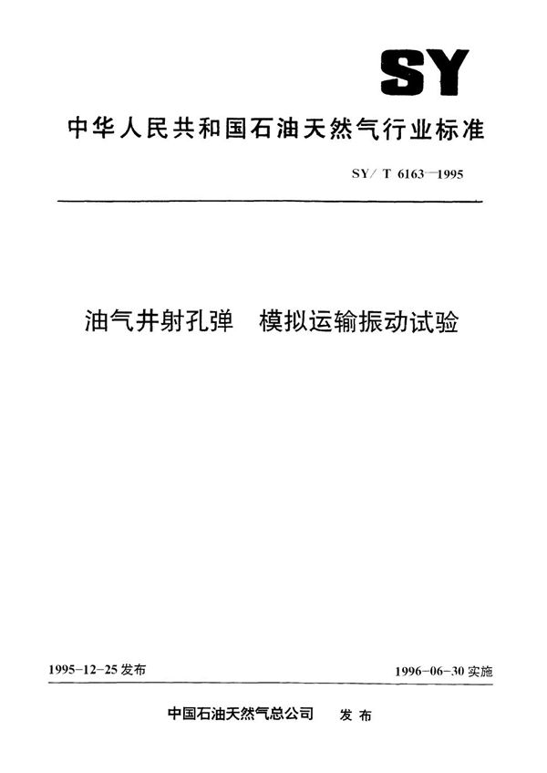 油气井射孔弹 模拟运输振动实验 (SY/T 6163-1995）