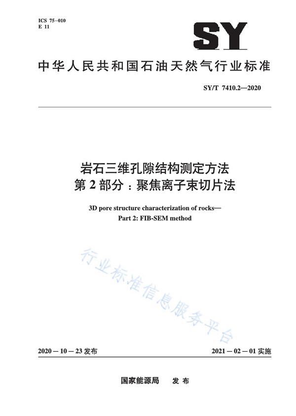 岩石三维孔隙结构测定方法  第2部分：聚焦离子束切片法 (SY/T 7410.2-2020)