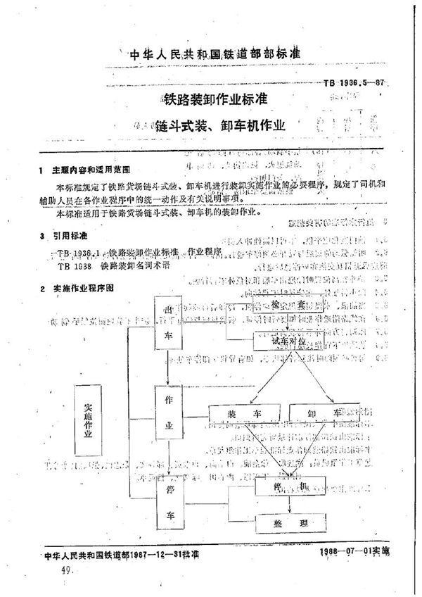 铁路装卸作业标准 链斗式装、卸机作业 (TB 1936.5-1987)