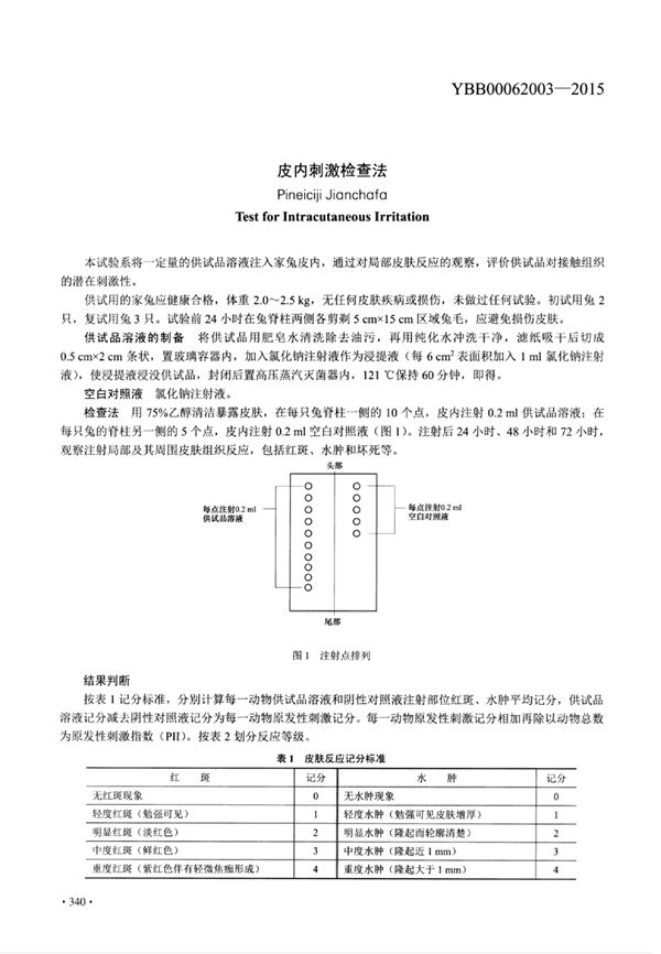 皮内刺激检查法 (YBB00062003-2015)