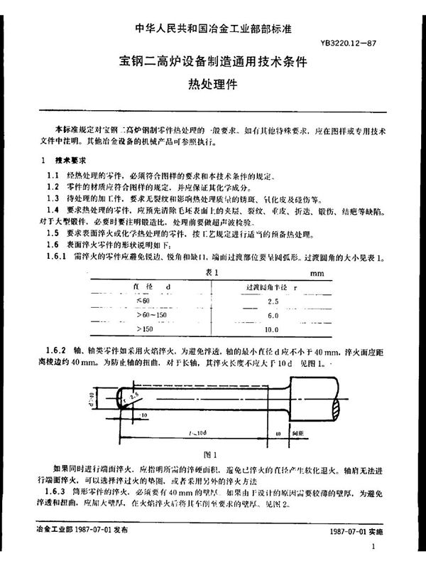 宝钢二高炉设备制造通用技术条件 热处理件 (YB/T 3220.12-1987)