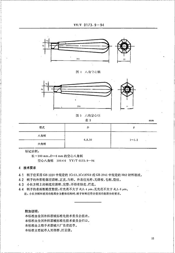 手术器械  圆柱沉头鳃轴铆钉 (YY/T 0173.10-1994）