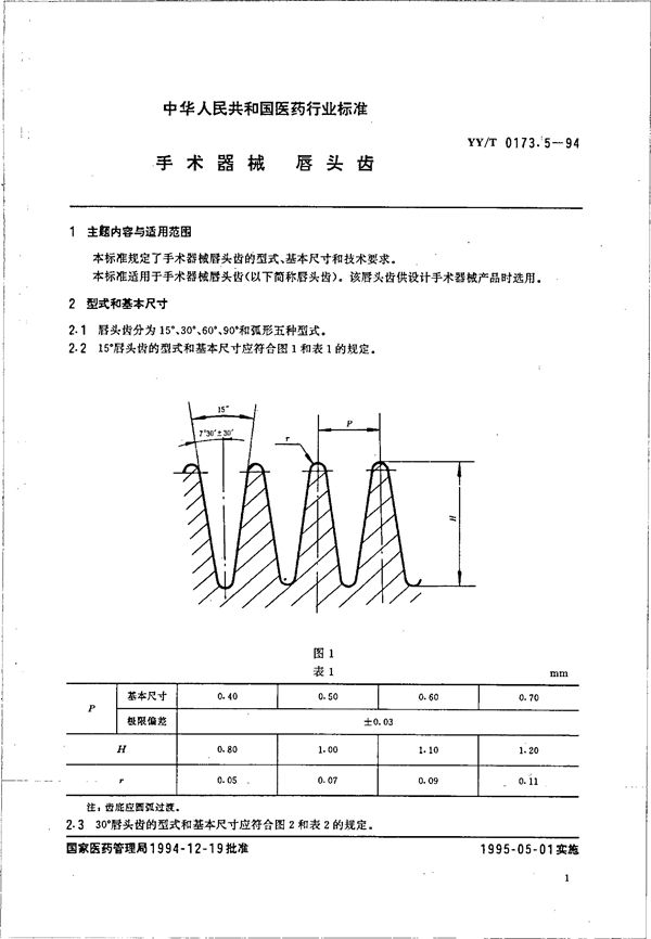 手术器械 唇头齿 (YY/T 0173.5-1994）