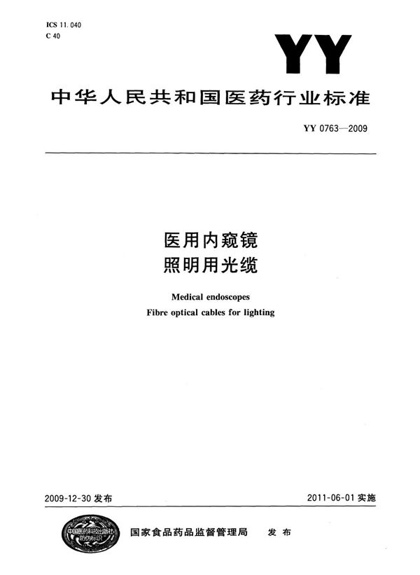 医用内窥镜 照明用光缆 (YY/T 0763-2009)