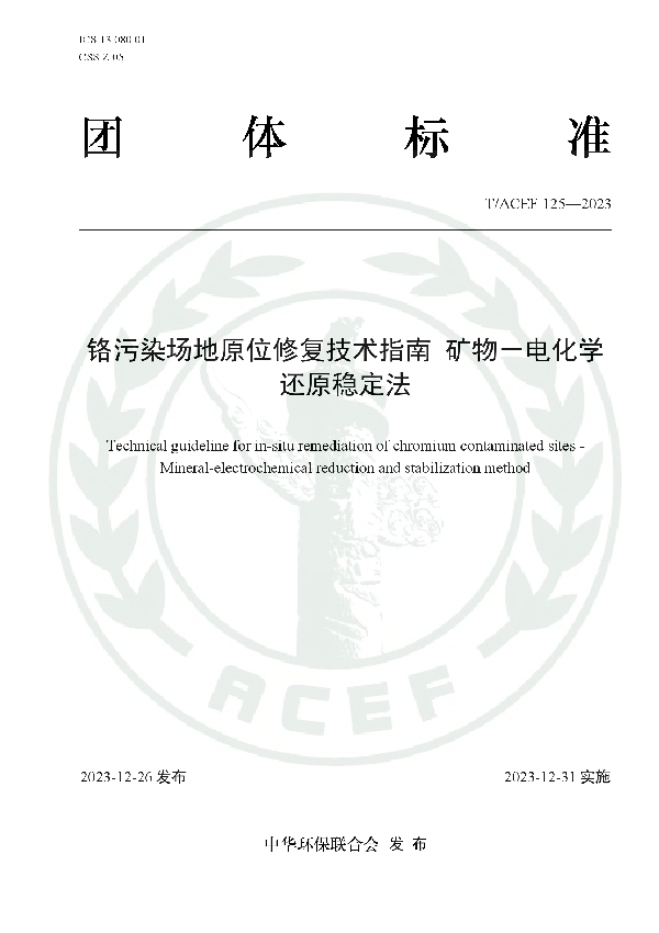 铬污染场地原位修复技术指南 矿物－电化学还原稳定法 (T/ACEF 125-2023)