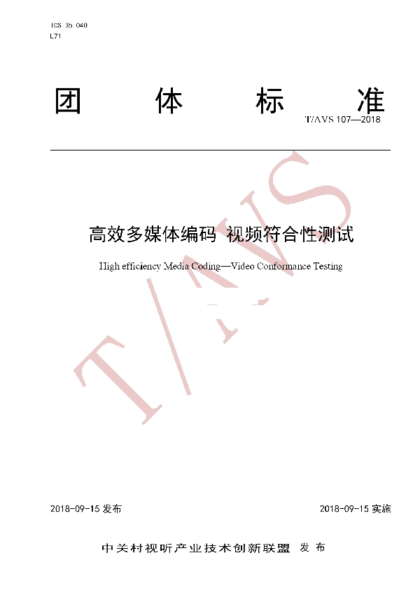 高效多媒体编码 视频符合性测试 (T/AI 107-2018)