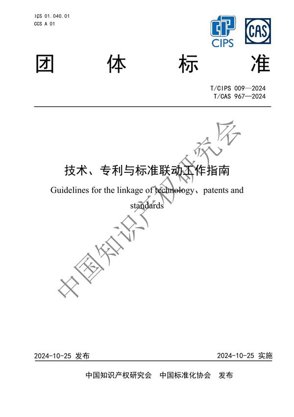 技术、专利与标准联动工作指南 (T/CIPS 009-2024)