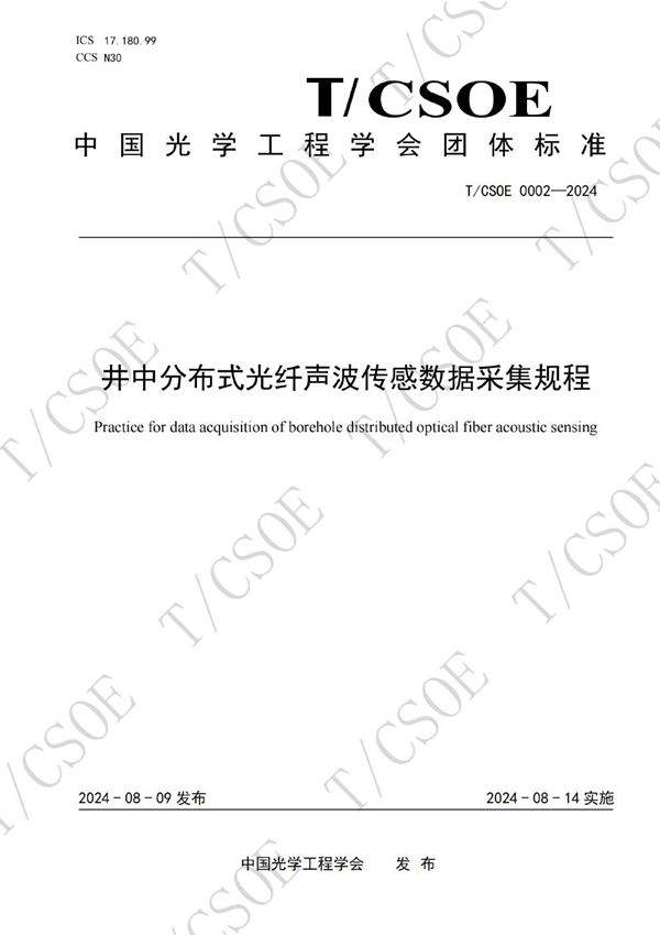 井中分布式光纤声波传感数据采集规程 (T/CSOE 0002-2024)