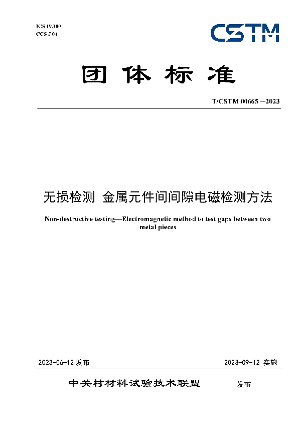 无损检测 金属元件间间隙电磁检测方法 (T/CSTM 00665-2023)