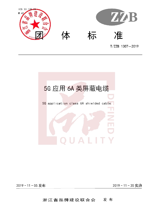 5G 应用 6A 类屏蔽电缆 (T/ZZB 1307-2019)